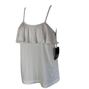 White Chaser Ruffle Layered adjustable Spaghetti Strap Tank Top - Womens S